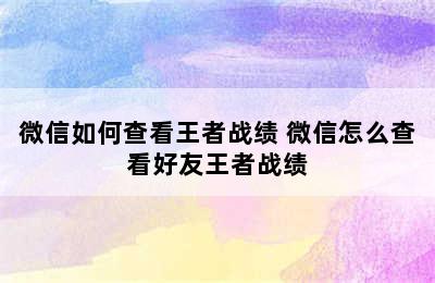 微信如何查看王者战绩 微信怎么查看好友王者战绩